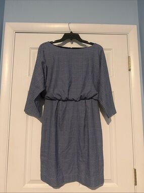 Trina Turk Blouson Blue Gingham Boatneck Women’s Dress